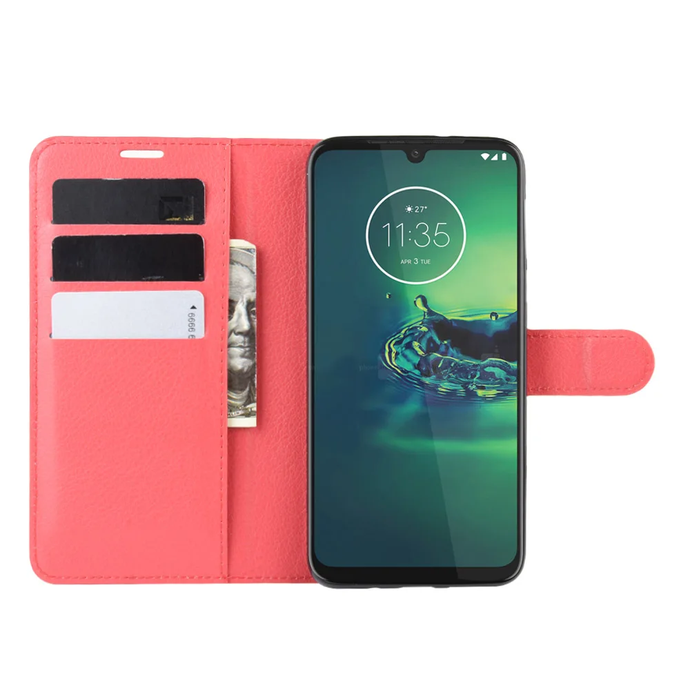 Красный Чехол XT2019 для Motorola Moto G8 Plus, чехол-кошелек с отделением для карт, Стильный флип-чехол, кожаный защитный чехол s black XT G8Plus G8 - Цвет: Красный