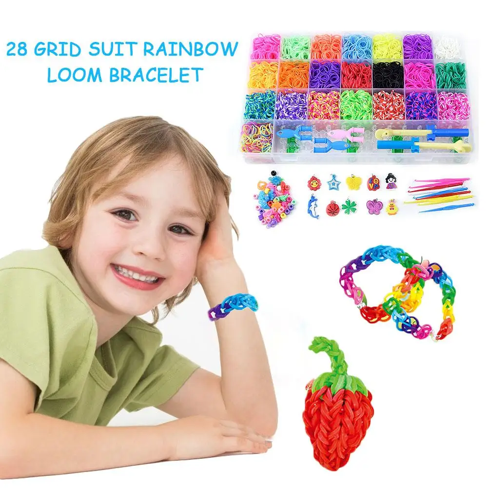 

DIY Rainbow Rubber Bands Twist Loom Set Rubber Loom Bands Kits Friendship Bracelet Maker Making Kit for Kids