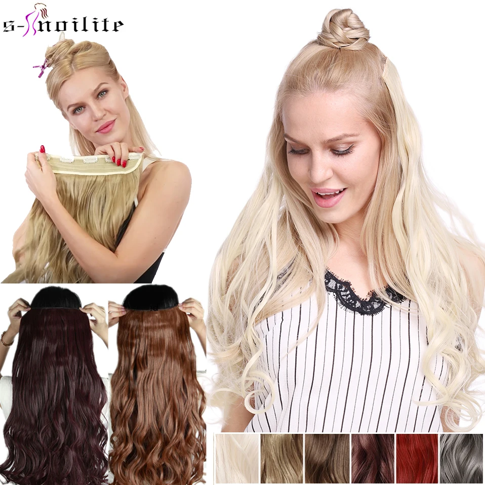 Good Value Hair-Extension False-Hairpiece Hair Black SNOILITE Wavy Clip-In Synthetic Women Brown 73oKW6LZY