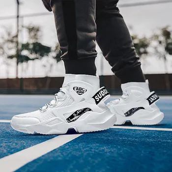 

Men's Shoes 2020 Spring And Summer Breathable New Versatile Sports High-top Men's Shoes Basketball Shoes White Sneakers