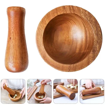 

1 Set 2 Pcs Simple Garlic Grinders Kitchen Utensils Wooden Pestle (Log Color)