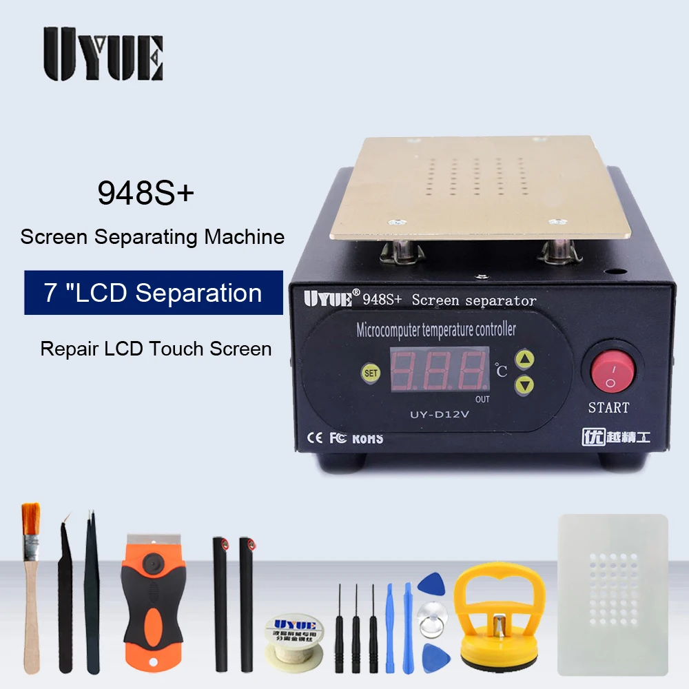 

UYUE 948S+ LCD Separator Machine Phone Touch Screen Repair Machine Build-in Vacuum Pump Kit For IPhone Samsung Repair Refurbish