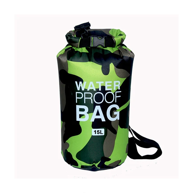 30L Waterproof Swimming Bag Dry Sack Camouflage Colors Fishing Boating Kayaking Storage Drifting Rafting Bag 2L 5L 10L 15L XAZ9 15L Green