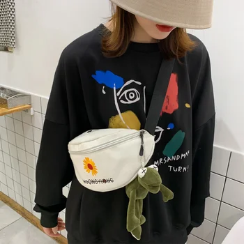 

New Waist Bag Fanny Pack Women Belt Bag girl 2020 New Trend Chest Packs Banana Bags Canvas Material Hip Hop Package Bum Bags