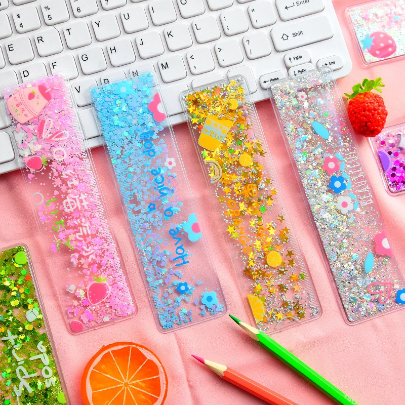 

Creativity Multicolor Into The Oil Bookmark Rulers PVC Painting Template Ruler Girl Child Stationery Office School Supplies