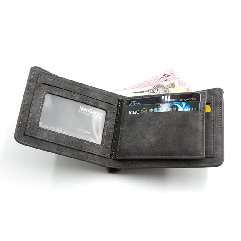 Мужской кошелек из матовой кожи в стиле ретро, горизонтальный короткий кошелек, мужской роскошный двойной чехол для кредитных карт, повседневный держатель водительских прав, сумка для денег