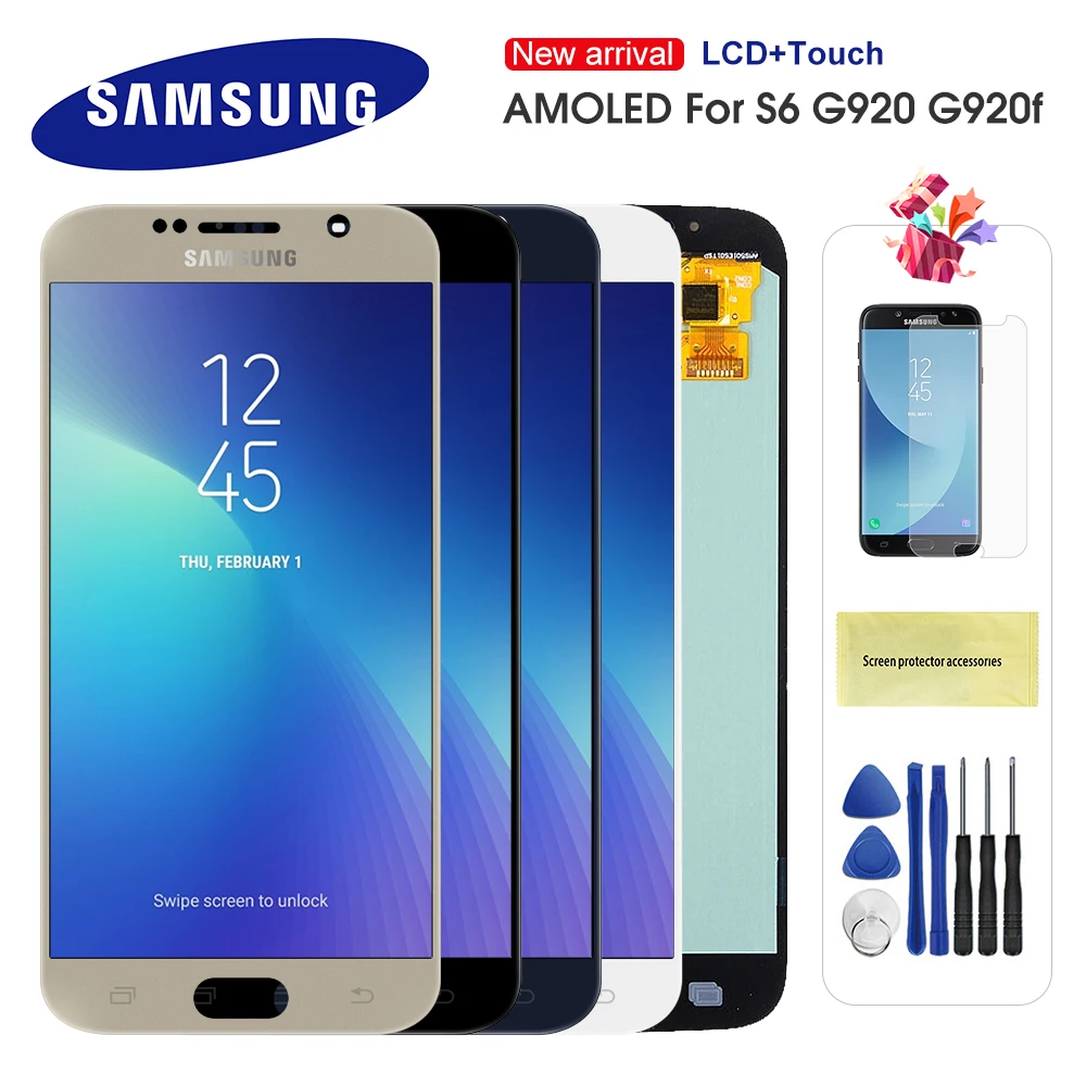 

Super AMOLED LCD For SAMSUNG GALAXY S6 G920 LCD SM-G920F G920F G920FD Display Touch Screen Digitizer Assembly Replacement Parts