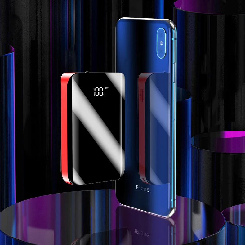 Xiaomi бренд полный экран мини внешний аккумулятор 10000 мАч водонепроницаемый для Xiaomi Iphone всех телефонов внешний аккумулятор 2 USB