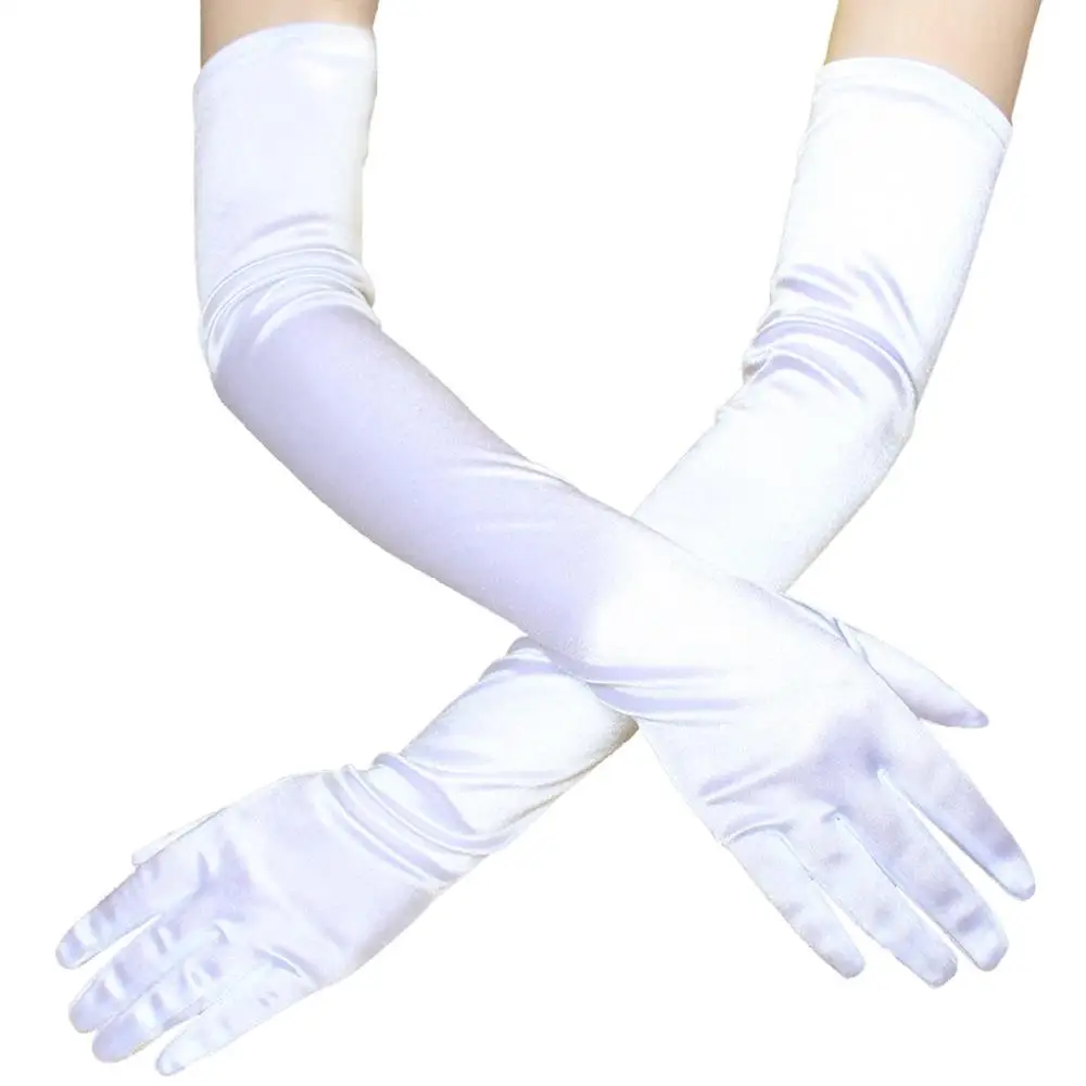 Халат Longue Gants, атласный, веселый, Ганс, для выступлений, Ганс, Крим, Солер, Ганс, кулер, Unie Rouge, Блан, Noir, Бюстгальтеры#0813 - Цвет: Белый