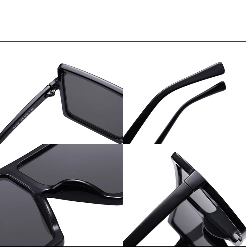 Негабаритные женские солнцезащитные очки, фирменный дизайн, винтажные блестящие черные квадратные солнцезащитные очки, роскошные трендовые очки унисекс, большие очки