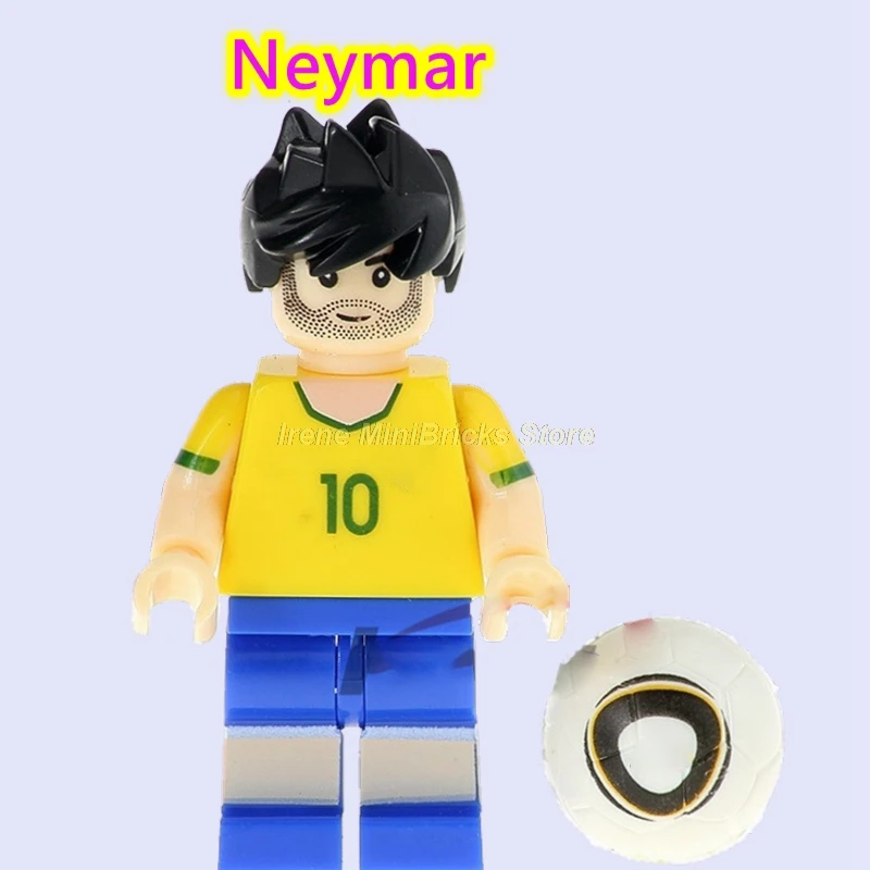 Football Player Cristiano Ronaldo Neymar Beckham Kobe Bryant Messi Pogba Modric Labron James Toys For Children Building Blocks - Цвет: Neymar