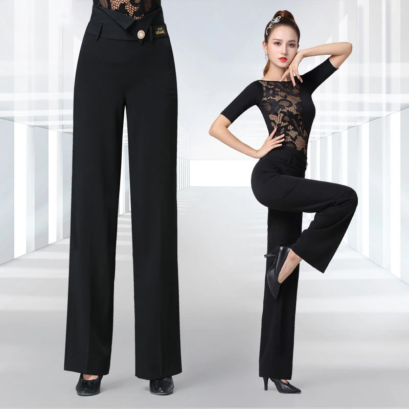 Ballroom Modern Dance Pants Women High Waist Trousers National Standard Dance Practice Pants