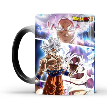 

2020 New 1Pcs 350ml Color Changing Mugs Dragon Ball Z Super Saiyan Black Red Blue Hair Goku Vegata Mugs Coffee Milk Ceramic Cups