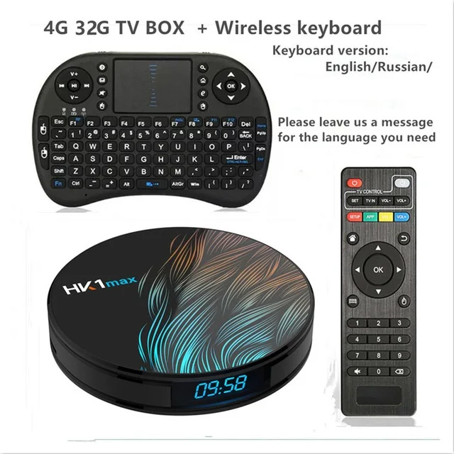 HK1 MAX Android 9,0 ТВ коробка 4K Youtube Google Assistant, 4 ГБ, 64 ГБ, 3D видео ТВ приемник Wi-Fi, Play Store, set top tv BOX - Цвет: 4G 32G with Keyboard