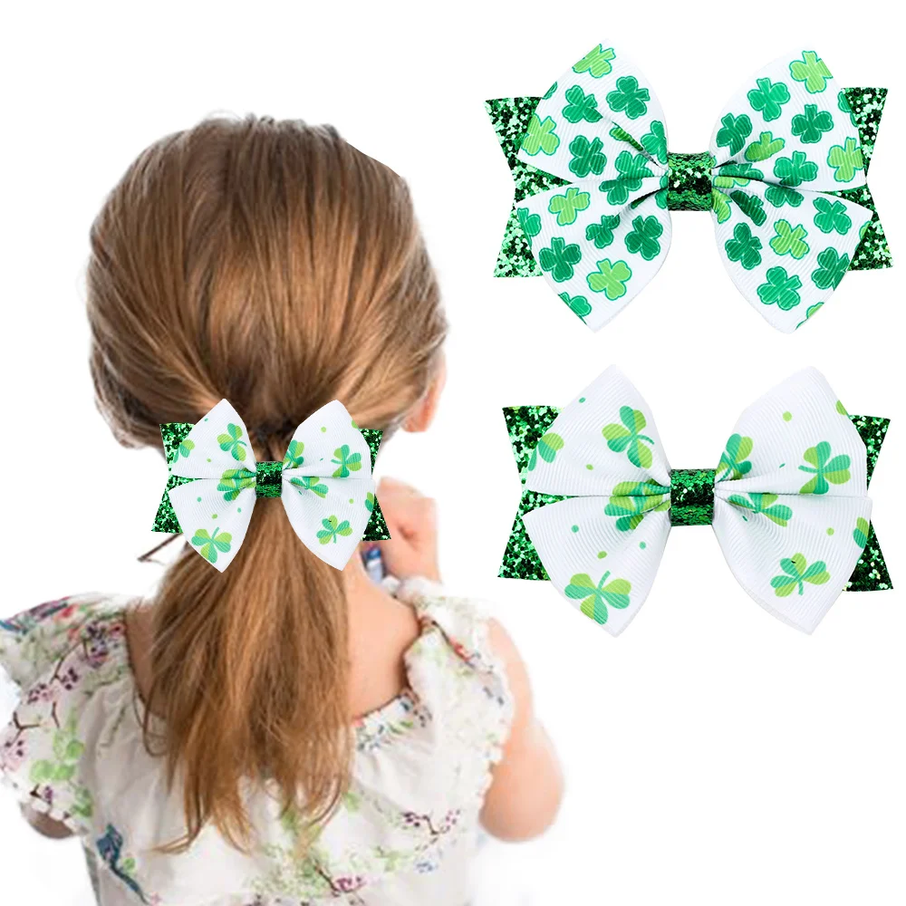 girl’s hair accessory hair tie women’s hair accessory bow scrunchies hair scrunchies toddler bow Saint Patrick’s Day Scrunchy