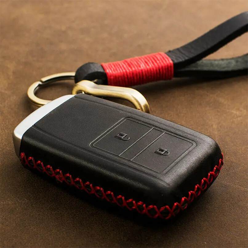 Black Red Кожаный чехол для ключей в стиле ретро для Acura CDX RDX TLX RLX MDX Fob пульт дистанционного управления 2 кнопки - Название цвета: Black Red