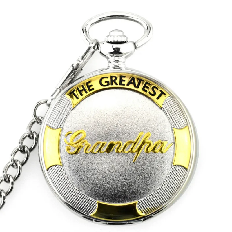 

Pocket Watch Silver$Gold The Greatest Grandpa Quartz Pocket Watch With Belt Watch Chain Xmas Watch Gift Men/Women