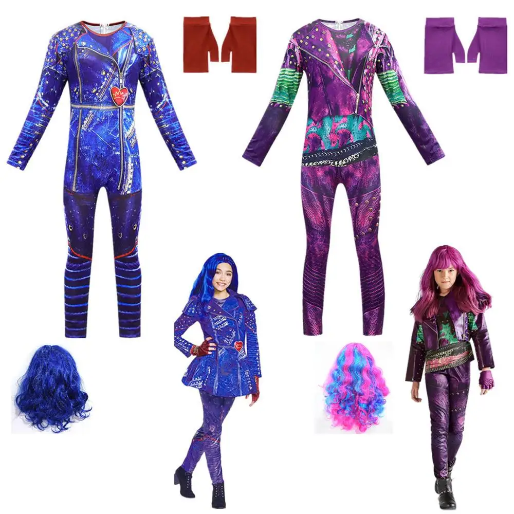 

Descendants Evil Fancy Costumes Girls Evil Dress Up Onesies Kids Evie Cosplay Outfits Halloween Evil Role Playing Clothes With
