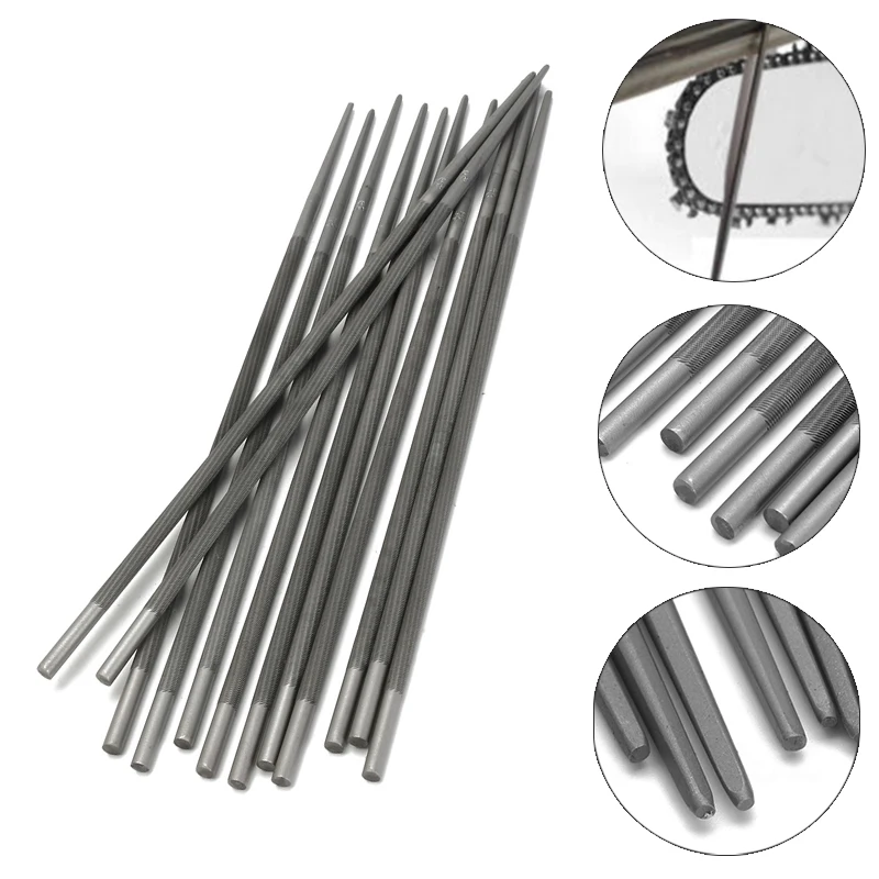 DWZ 12PCS 3/16'' Chainsaw Round Files For Sharpenning Chains Saw Sharpener