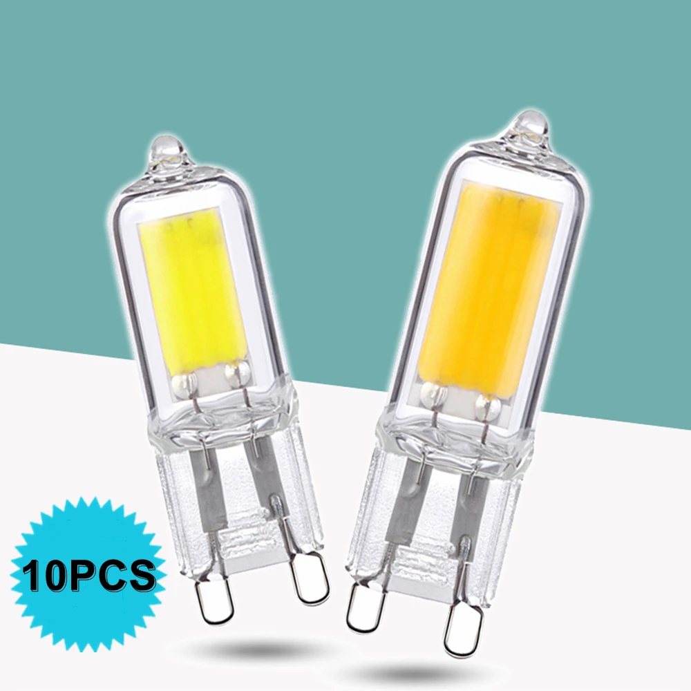10 sztuk G9 COB LED żarówka 7W 9W 12W szklana lampa AC220V G9 reflektor ...