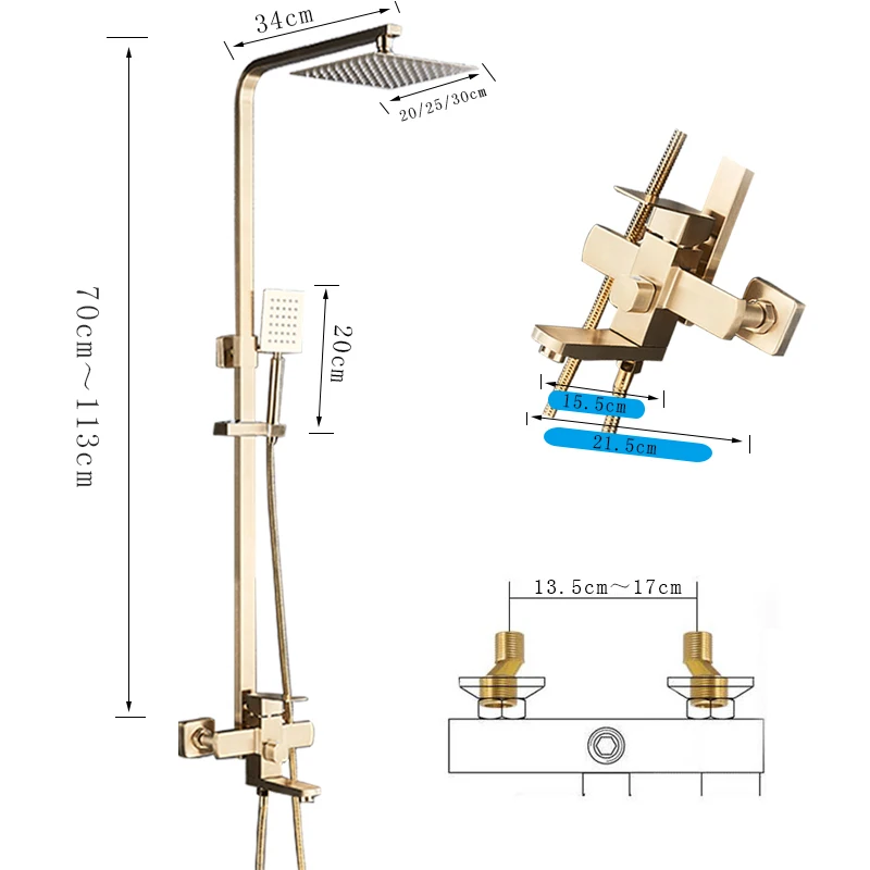 Bathroom Shower Faucet Set 304 Stainless Steel Shower Faucet Set Rain Shower Faucet Head Bathtub Hot And Cold waer mixer Crane Roatbel Spout