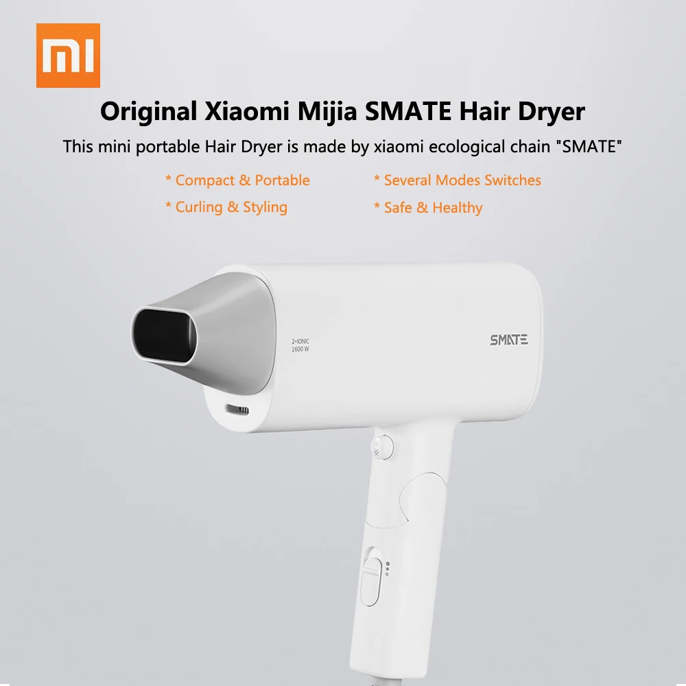 SMATE SH-16, 1600 Вт, Женский фен для волос Xiaomi, фен для путешествий, бытовые инструменты для укладки волос, фен для мужчин, домашний фен для волос, воздуходувка