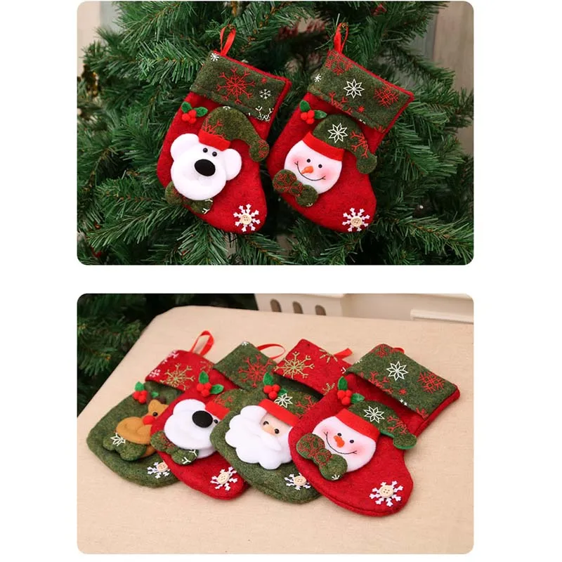 Рождественские носки, Подвесные Украшения для рождественской елки, конфетный мешок, подарочные носки, рождественские украшения