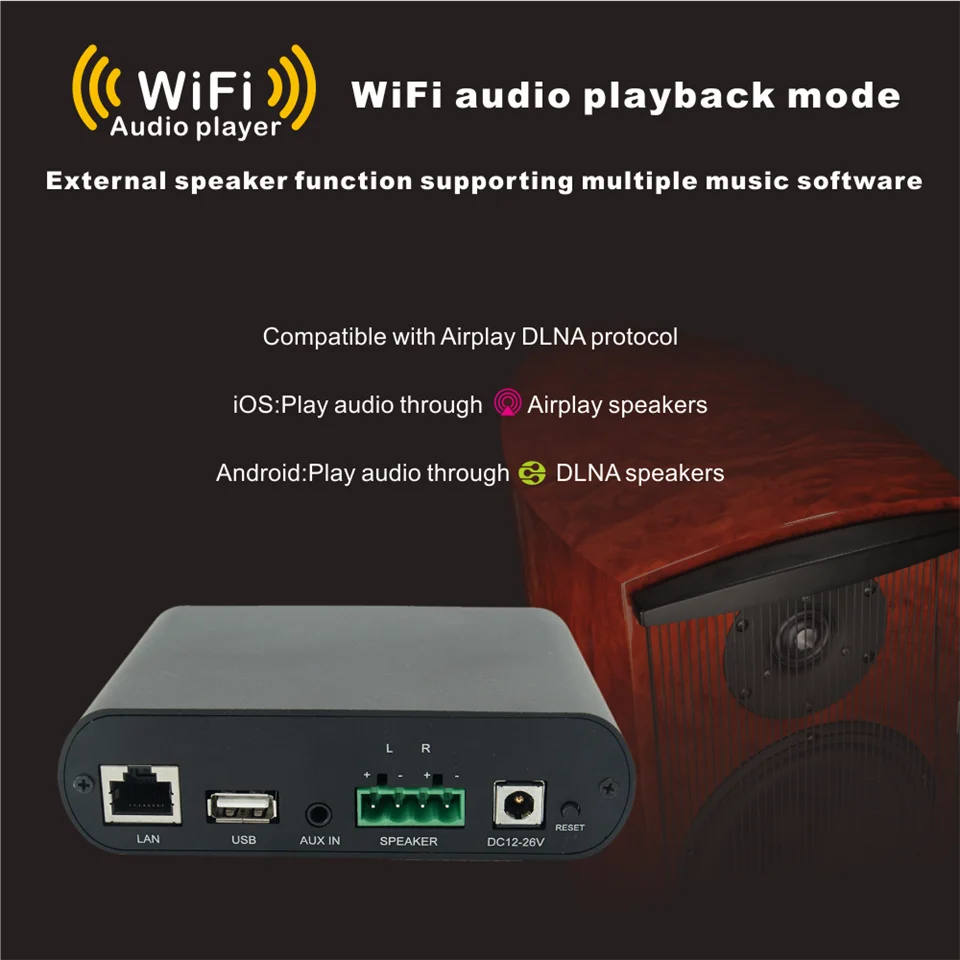 FC WA20 WiFi и Bluetooth 5 0 мини домашний усилитель HiFi Stereo Class D Digital Multiroom с эквалайзером Spotify
