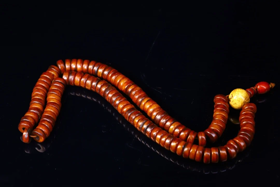 15"Tibetan Temple Collection Old Gabala Hand-carved 108 Buddha Beads Necklace Amulet Pendant Town House Gabala Buddha Ball 6