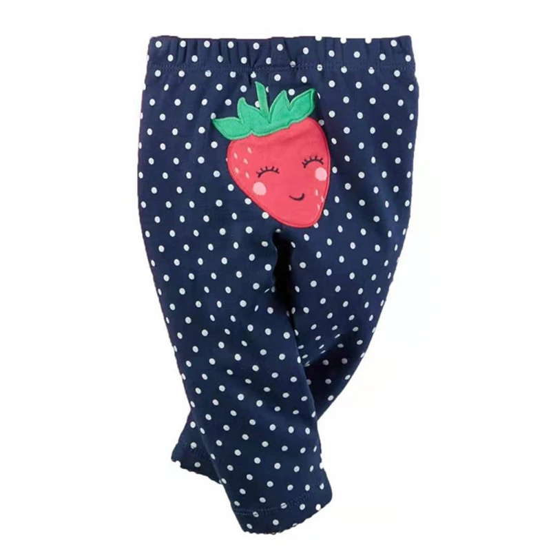 Autumn Baby Pants Cute Baby PP Pants Boys Girls Warm Pants Children Trousers Striped Strawberry Print Sweet Bottoms