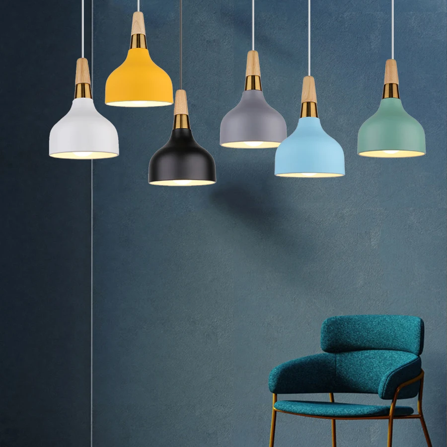 

LED Hanglamp Vintage Loft Pendant Lights Aluminum Suspension Luminaire Wood Pendant Lamp Kitchen Lustre Hanging Lighting