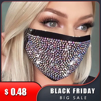 

Fashion Sparkly Rhinestone Mask Elastic Reusable Washable Fashion Masks Face Bandana Face Decor Jewelry 2020