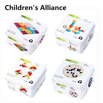 

Iron Box Wooden Educational Toys Baby Early Education Cognitive Shape and Color Children Wood Building Blocks Construction Toy