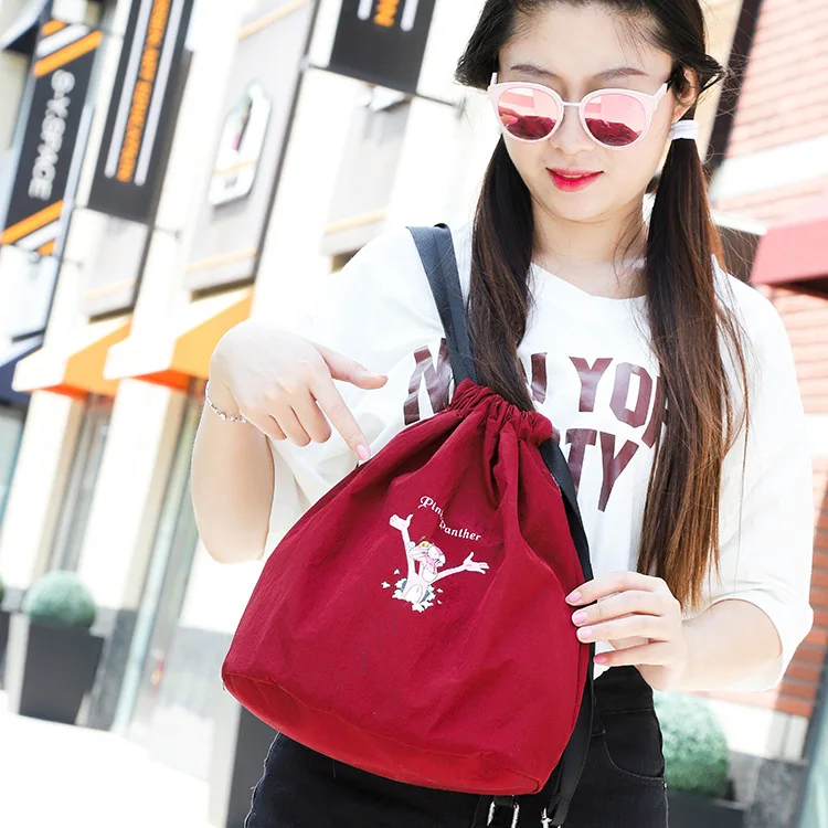 

Cool Pink Panther Cute Casual Sports Backpack Travel Versatile Drawstring Backpack