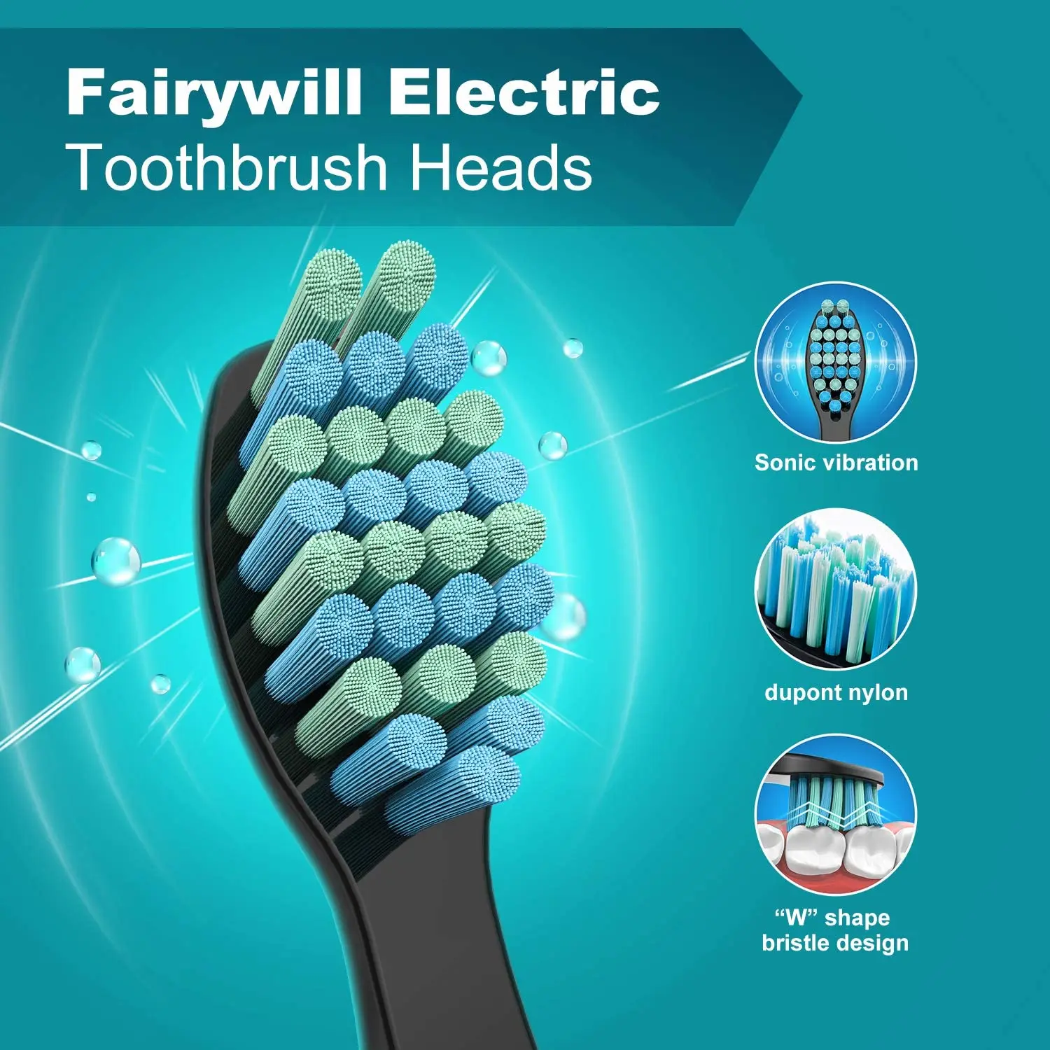 Fairywill Sonic spazzolini elettrici testine di ricambio spazzolino da denti 4/8 teste set per FW-507 FW-508 spazzolino da denti