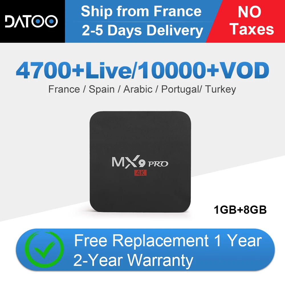 

IPTV France MX9pro Box French Arabic IP TV Subscription Android 8.1 4K Smart TV Box Italy Spain Portugal Germany Turkey IPTV