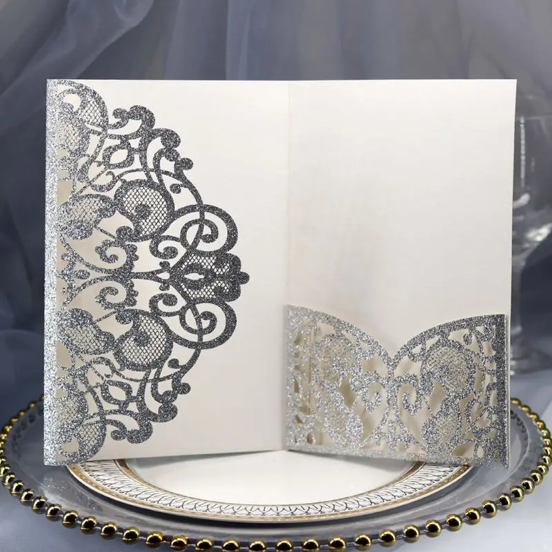  10pcs/pack Laser Cut Wedding Greeting Invitation Card Cover Personalized Hollow Business Engagement - 4.00036E+12