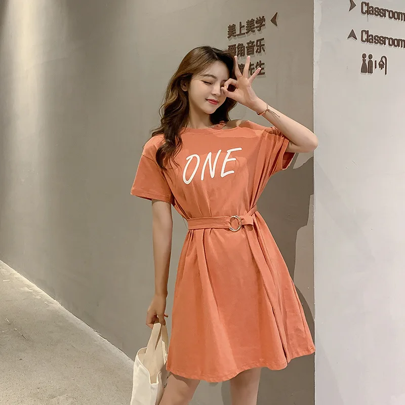

2019 Summer Wear New Style WOMEN'S Dress Korean-style Loose-Fit Hipster Short Skirt Dress