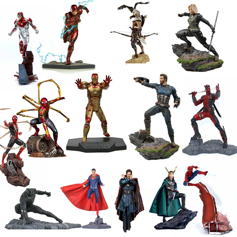 

Iron man Captain America Figure Marvel Spiderman Deadpool Danvers Flash Thanos Statue Iron Studios PVC Action Figures Toy Figure