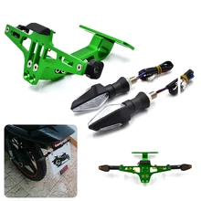 Motorcycle Adjustable Angle Aluminum License Number Plate Frame for KAWASAKI NINJA 1000/ZX6R/ZX6RR/ZX9R/ZX10R/ZX12R ZX6R motorcycle adjustable angle aluminum license number plate frame holder bracket universal with steering lamp license plate
