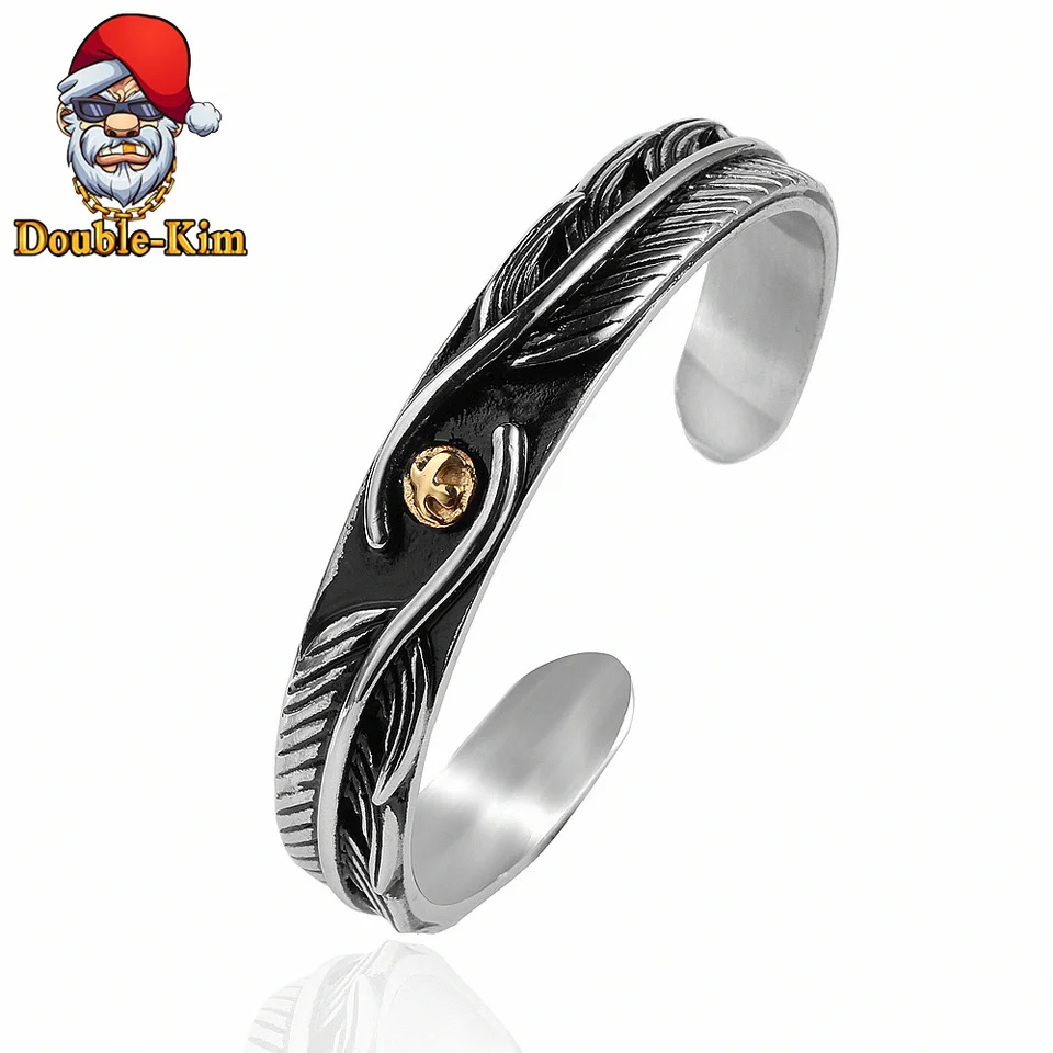 Перо Орел Открытый браслет хип-хоп Уличная культура титановый браслет из нержавеющей стали Мужской модный подарок для ювелирных изделий