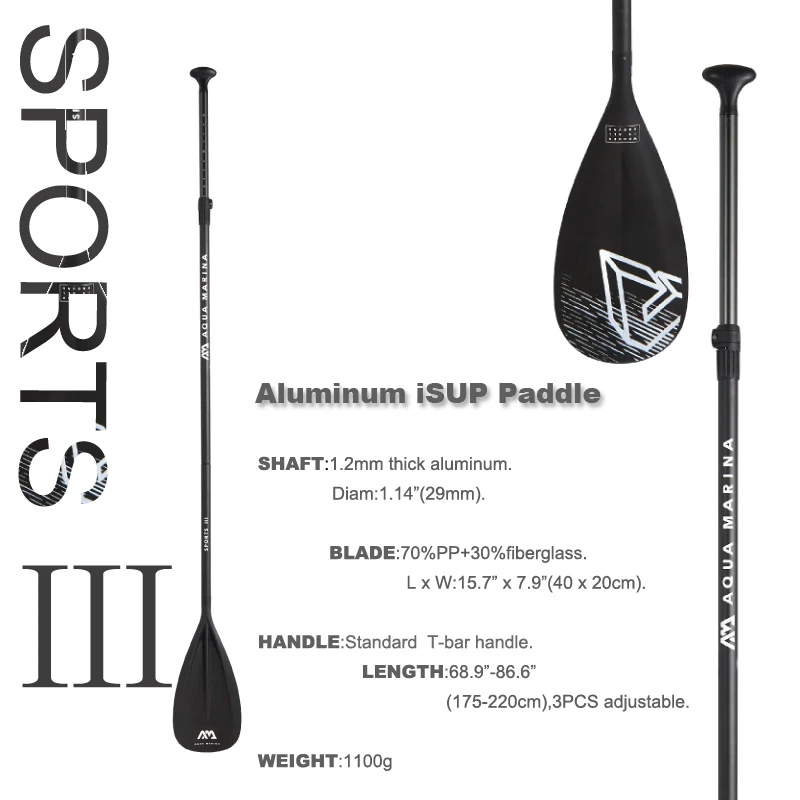 new extendable paddle oar SUP SPORT IIIstand up board 3 section surfing board aluminium 165-210cm length adjustable