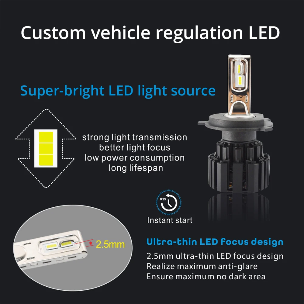 Hviero 2X H4 H7 9012 5202 H16 H8 100W 13600Lm IP67 Auto Led Front Bulb Automobile Headlamp Fog Light 6000K Car Lighting HID Xenon Light
