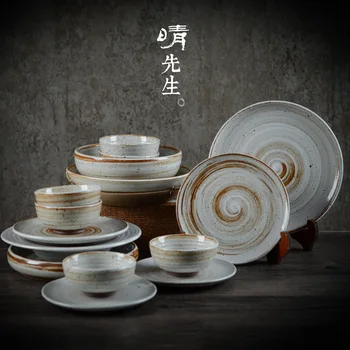 

Japanese Style Rough Ceramic Tableware Suit Household Ceramics Bowl Fish Dish Increase Noodles In Soup Bowl Sand Pull Bowl