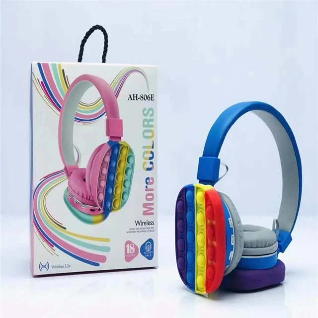 point fidget jouets mignon casque bulle jouet antistress monté sur la tête  sans fil casque arc-en-ciel stéréo écouteur