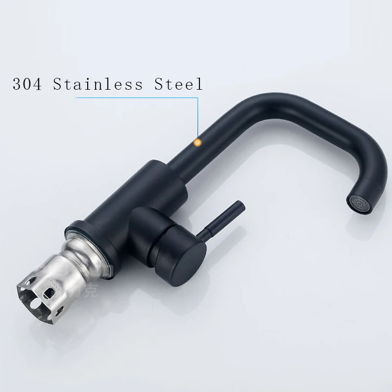304 Stainless Steel Bathroom Faucet Basin Faucet Hot Cold Water Crane Basin Free Rotatble Spout Taps Black/White/N basin faucet,bathroom faucet,stainless steel faucet