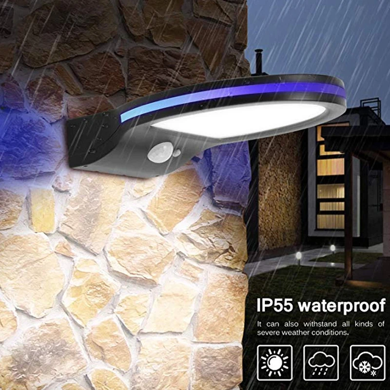 Светильник для забора с датчиком движения, солнечный IP65 36LED, ландшафтный, для дома, для безопасности, для двора, уличный светильник, светильник для дорожки, настенный светильник