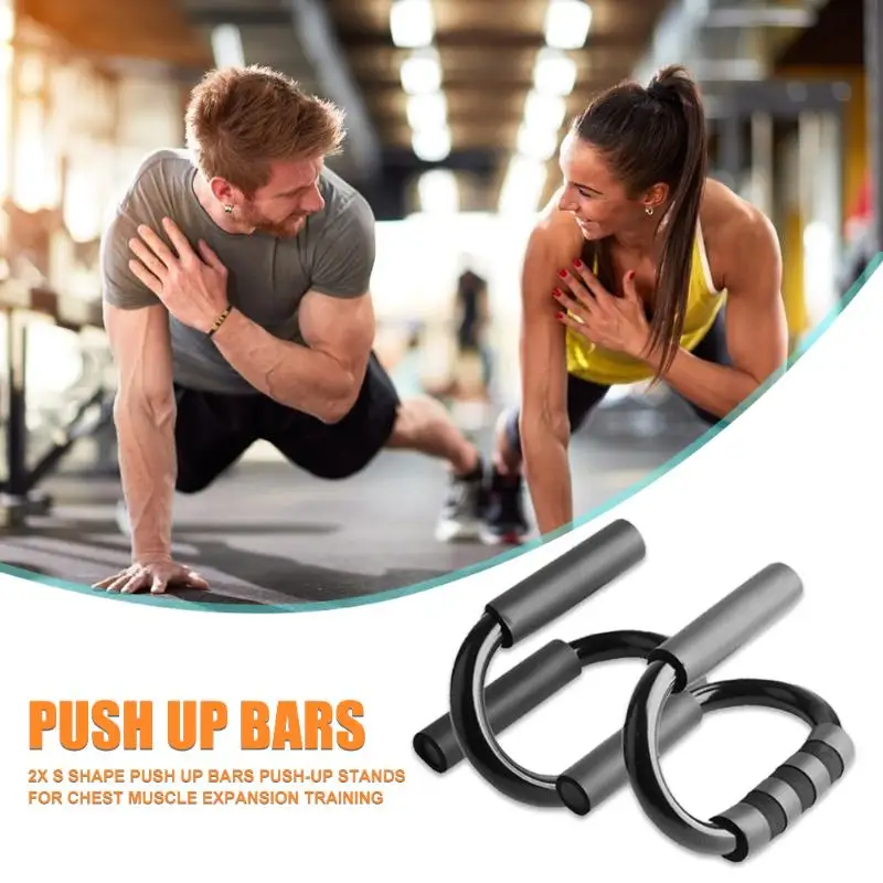 2pcs Black Color S-Shaped Push up Bars Non-slip Push-up Stands for Abdominal Chest Muscle Expansion Fitness Training