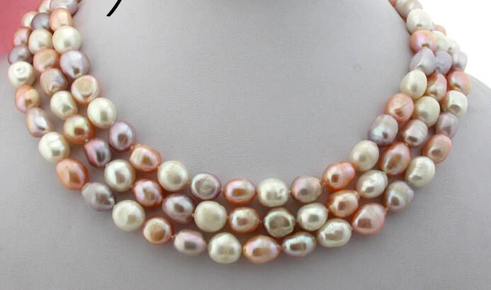 z1174 baroque pink white freshwater pearl necklace shell clasp AAA | Украшения и аксессуары