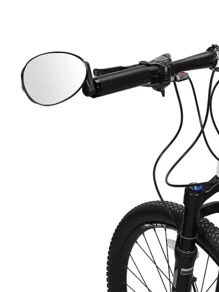 Светодиодный Предупреждение ющий свет зеркало заднего вида для велосипеда 360 широкоугольное Выпуклое стекло крепление на руль плоское зеркало заднего вида Велоспорт 4
